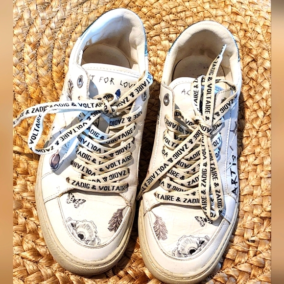 Zadig & Voltaire Women's LA Flash Art Print Low Top Sneakers Size 39 US 8 - Picture 8 of 8